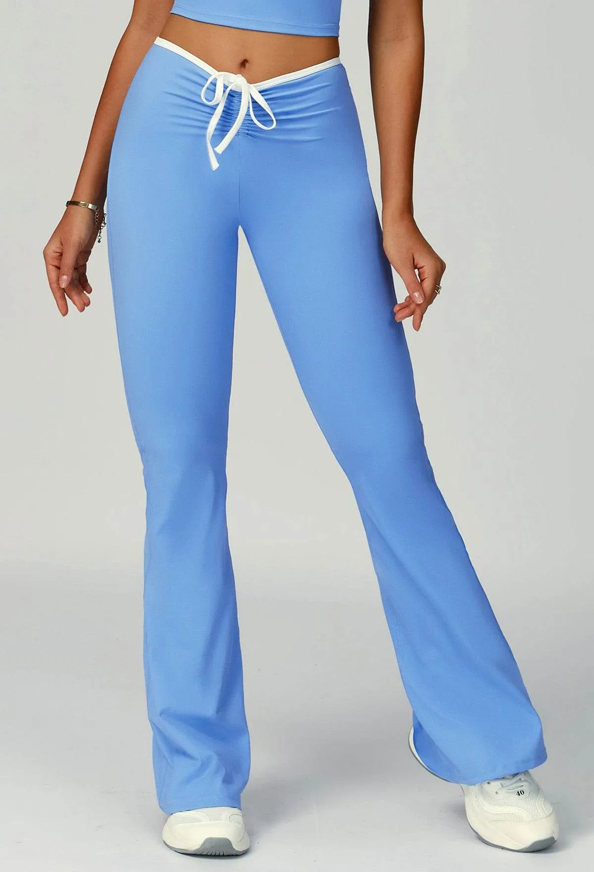 Cozy Pajamas Color Block Flare Pants with Drawstring Waist