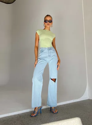 Sevina Wide Leg Denim Jeans Light Wash AntiStatic Treatment