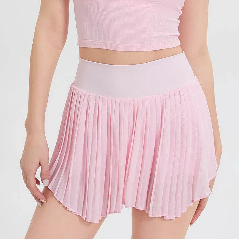 Linen Soul Irregular hem Athletic Skirts with Shorts and Pockets