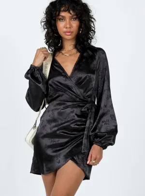 Allira Wrap Mini Dress Black Fresh Glow Formal Look