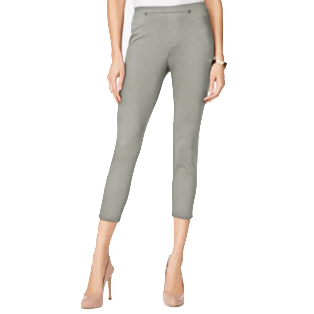 Women's Solid Cropped  Legging,Light Grey Low Profile Fasteners