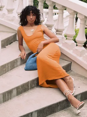 Eberose Reversible Maxi Dress Orange Chill Lines