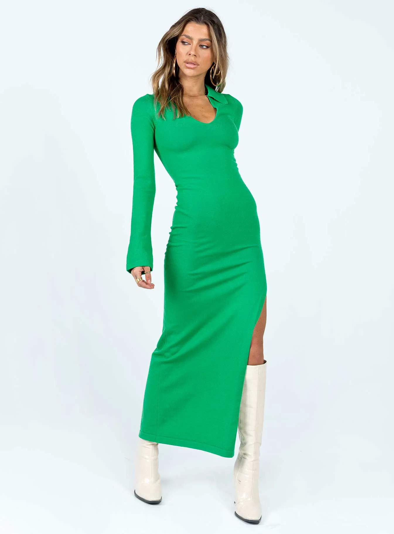 Trista Midi Dress Green Soft and Stylish Lounge Vibes
