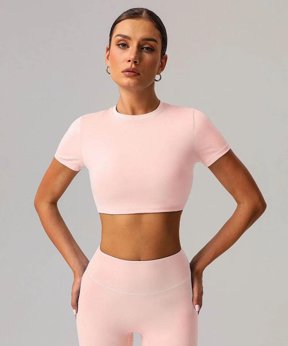 Classic Short Sleeve Crop Workout Tops Warm Jacket