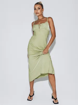 Soft Tones Dainty Finish Nicoleta Maxi Dress Green