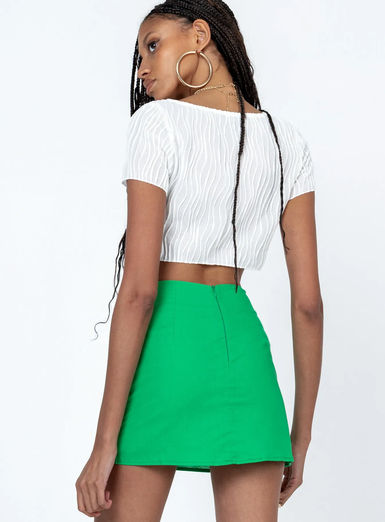 Kariss Mini Skirt Green Breezy Flow Polished Fit
