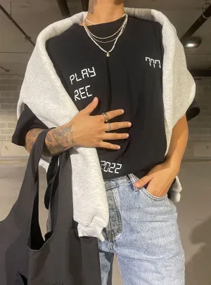 Recording Oversize Tee Black Matte Look