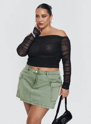 Outfit Game Zakai Cargo Denim Mini Skirt Green Curve