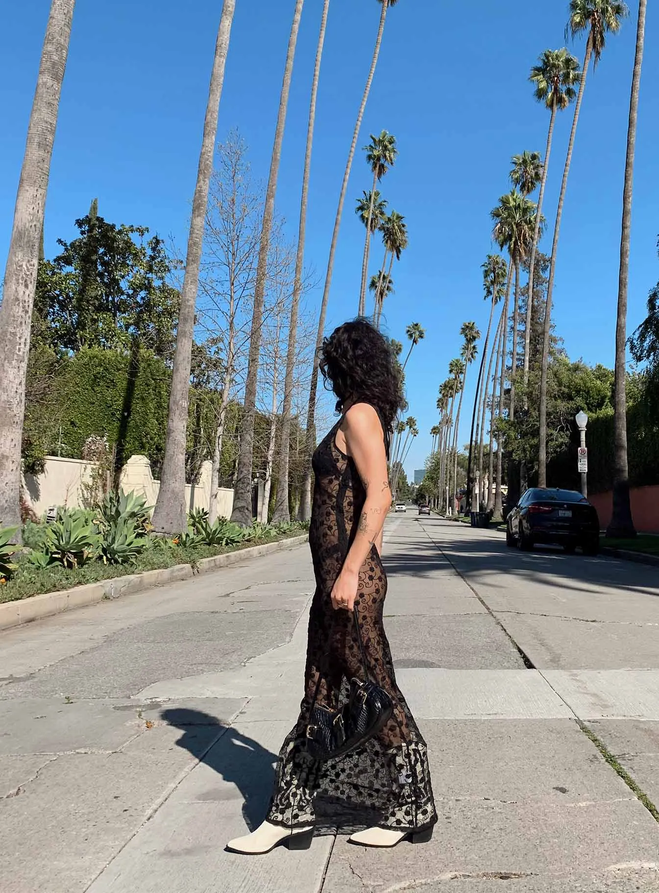 Daily Wear Anti-Static-Finish Britton Lace Maxi Dress Black