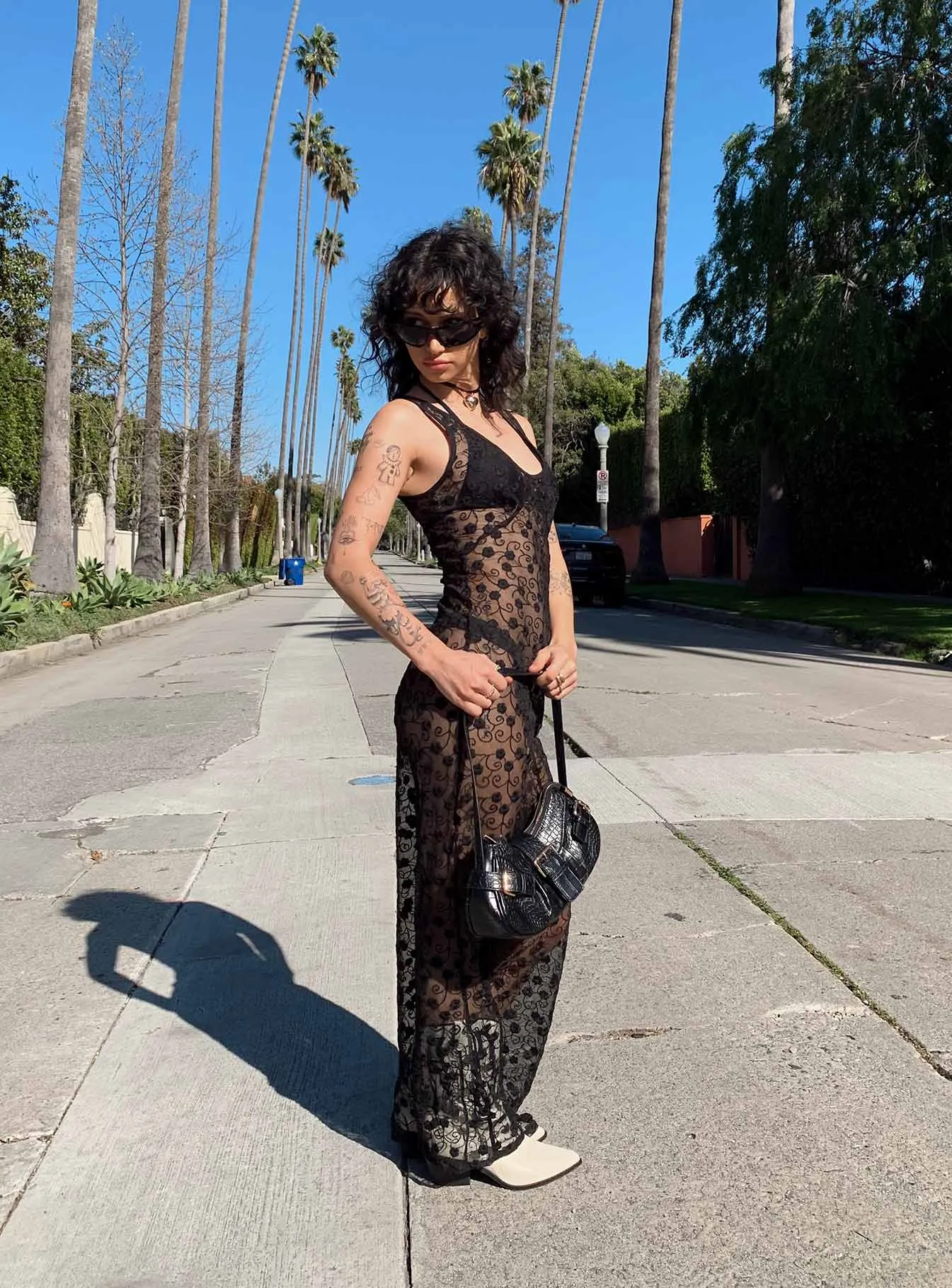 Urban Ready Cinched-Waist Britton Lace Maxi Dress Black