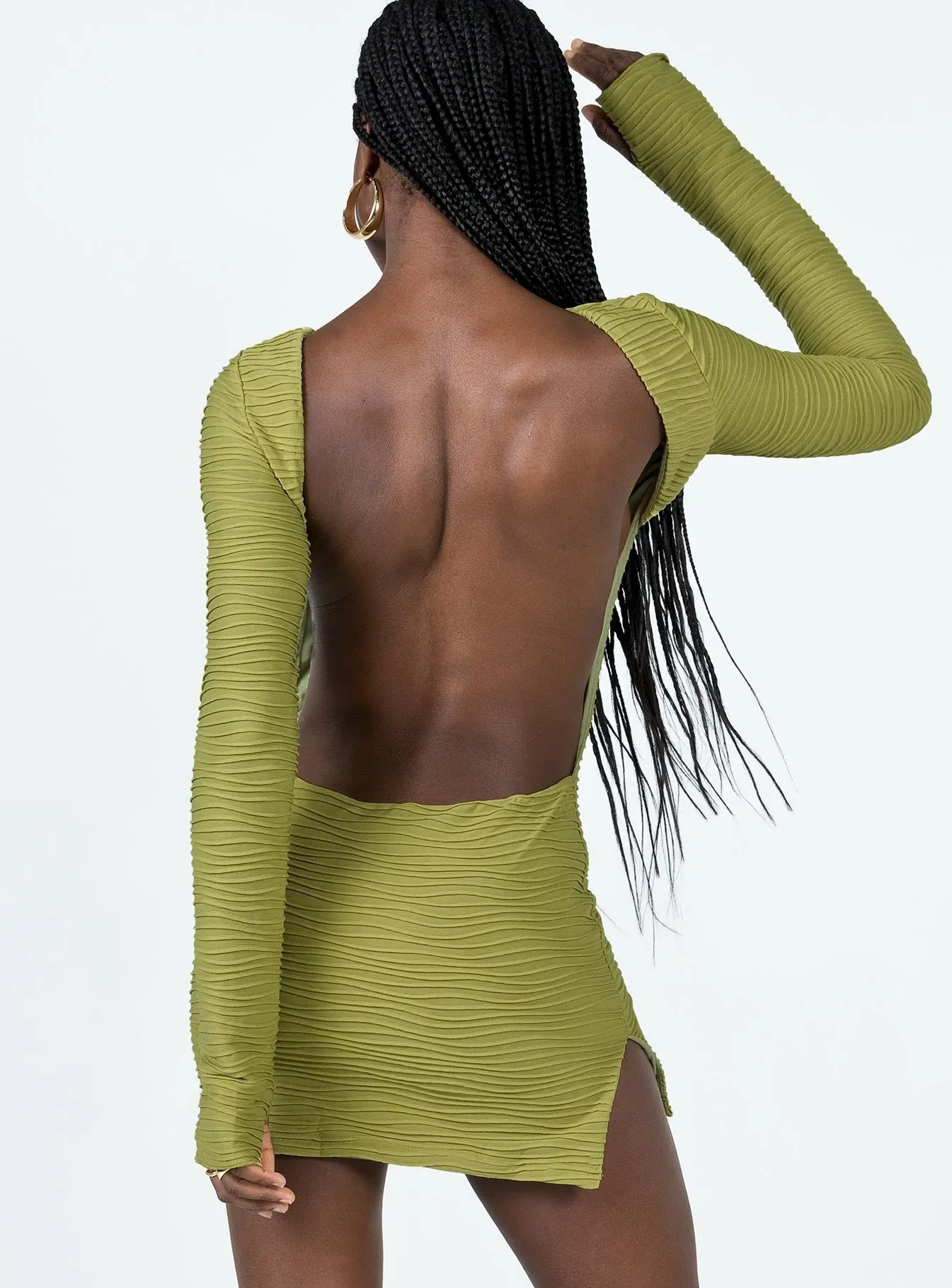 Ignite Mini Dress Green Texture Flow Daily Chic