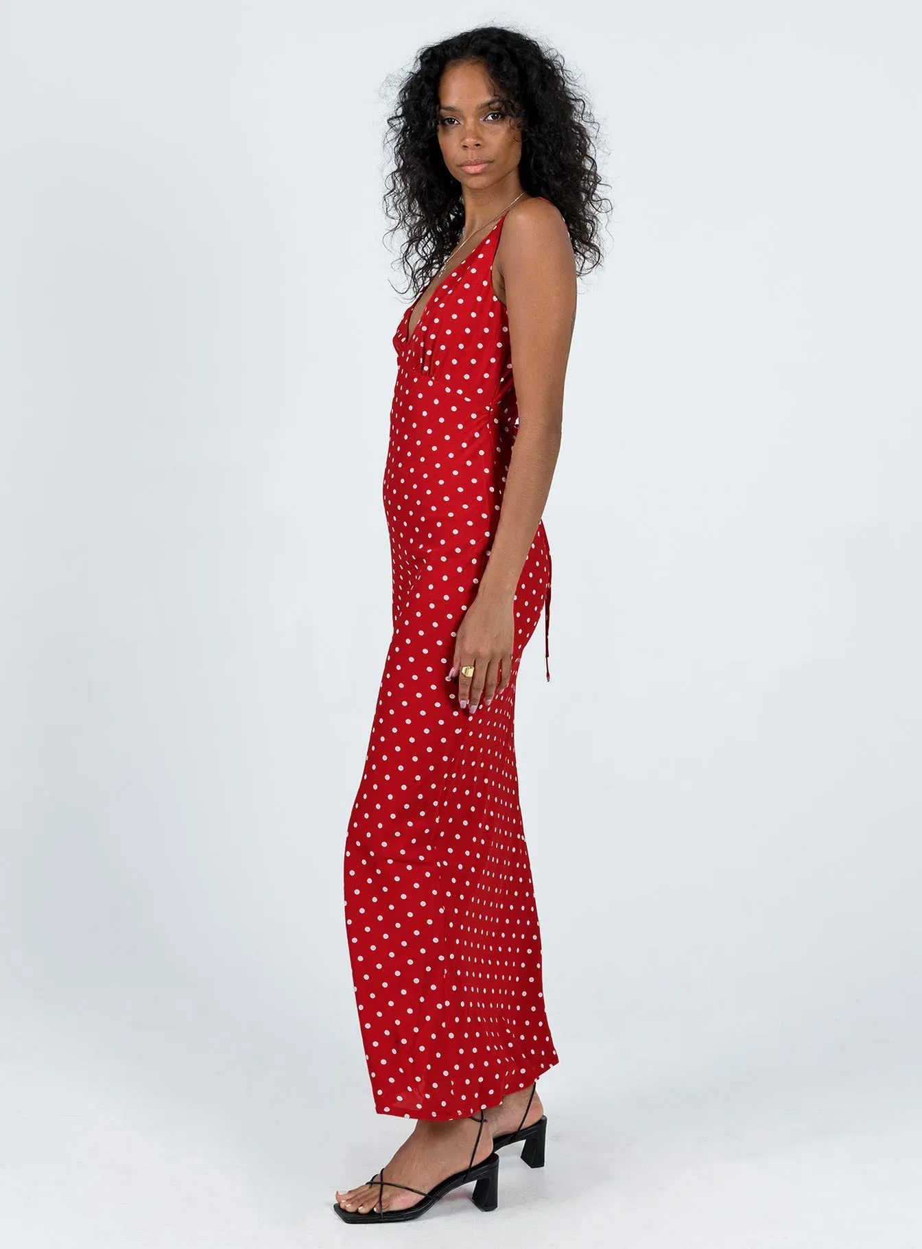 Nellie Maxi Dress Red Polka Dot Tulle Air