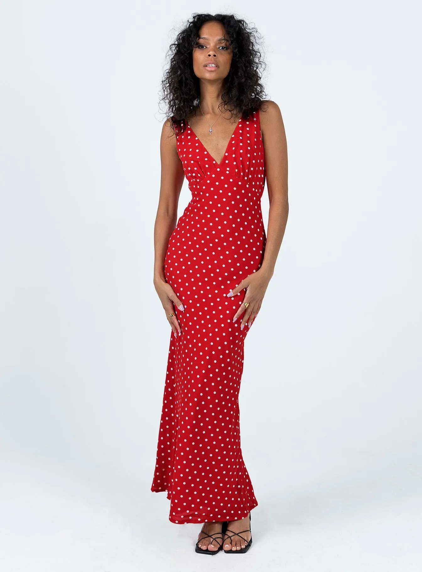 Nellie Maxi Dress Red Polka Dot Casual Style Wear Water-Repellent-Finish