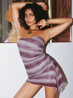 Refined Stitch Chill Wear Donelli Mini Dress Purple Stripe