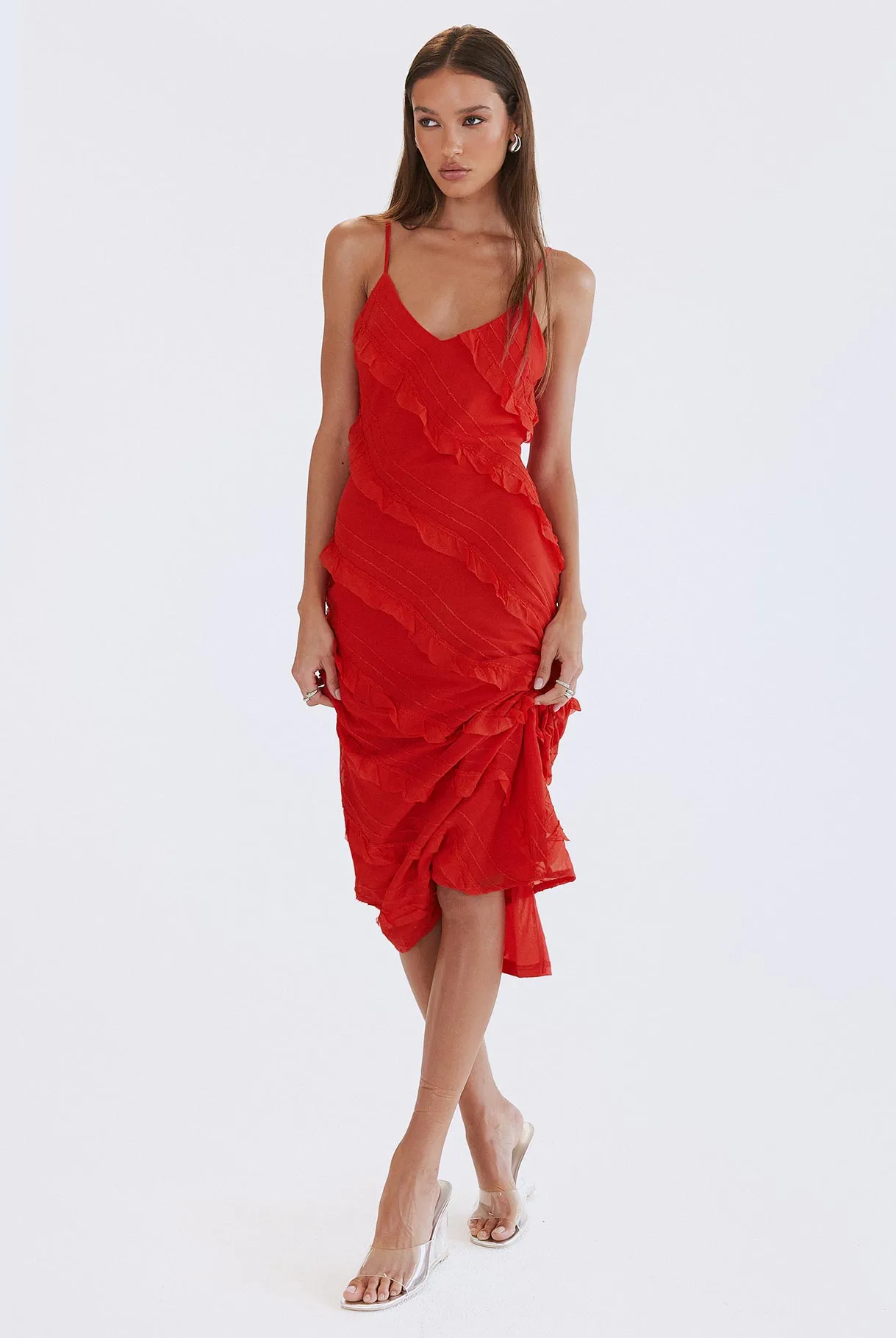 Lars Maxi Dress Red Delicate Finish