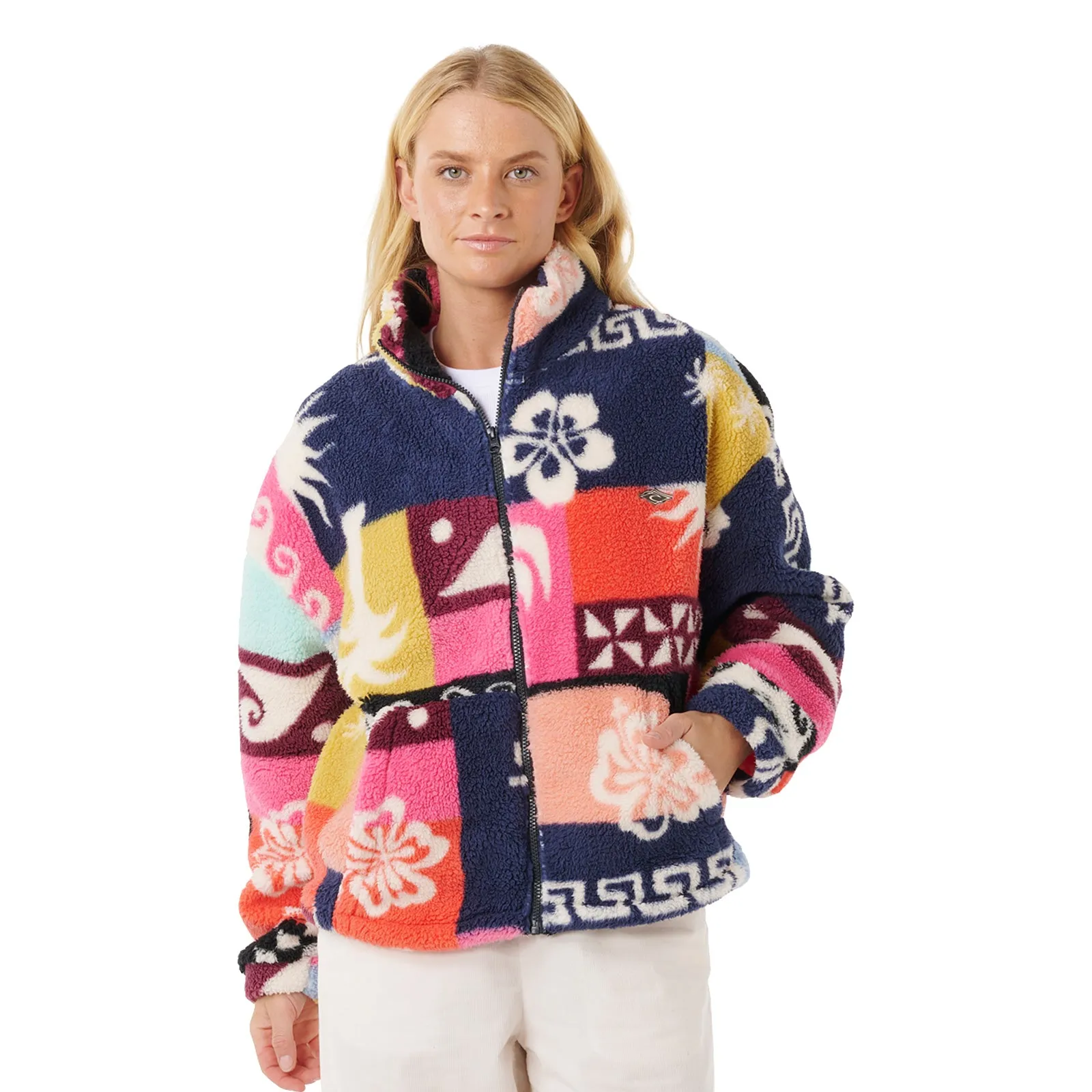 Rip Curl Womens Keepsakes Print Storm Polar Half Zip Fleece Low Profile Casual Moment