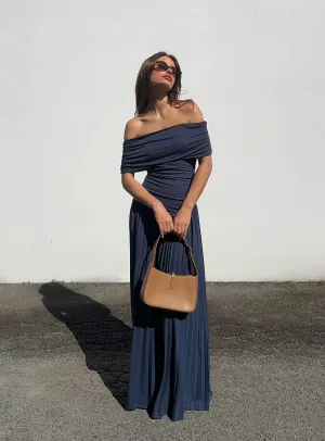 Field Of Dreams Maxi Dress Navy Unisex Option Flattering Waist
