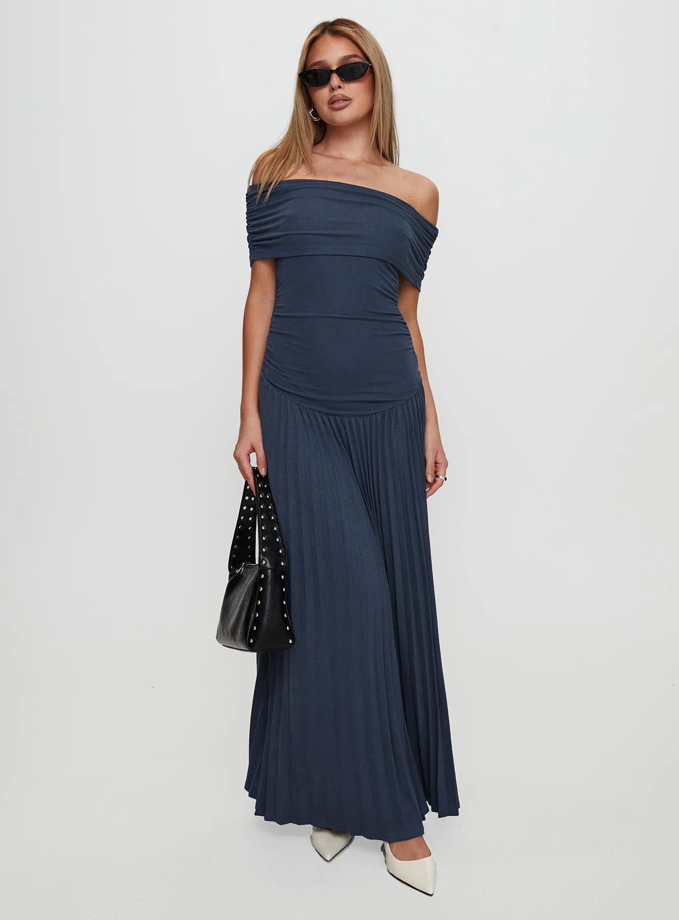 classic waist Slim Silhouette Field Of Dreams Maxi Dress Navy