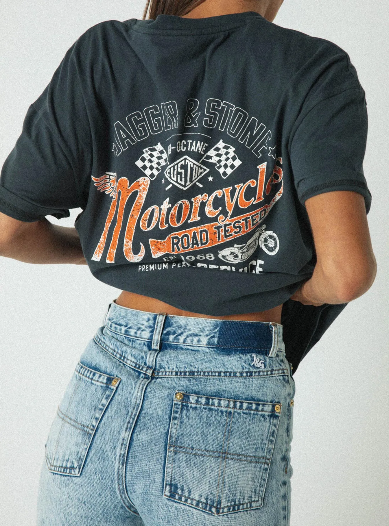 Jagger & Stone Hi Octane Oversized Tee Charcoal Stretchy Fit