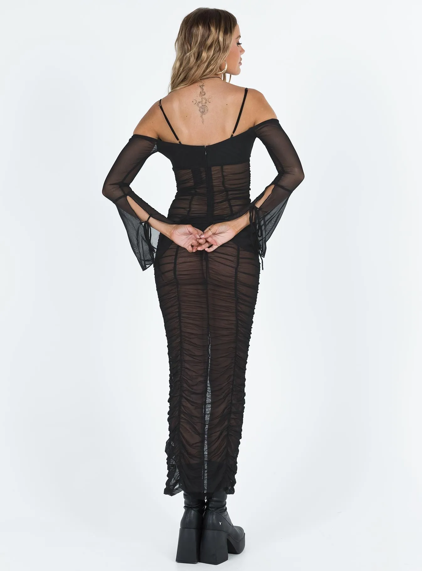 JGR & STN Bellatrix Maxi Dress Black Layer Light Pop Texture