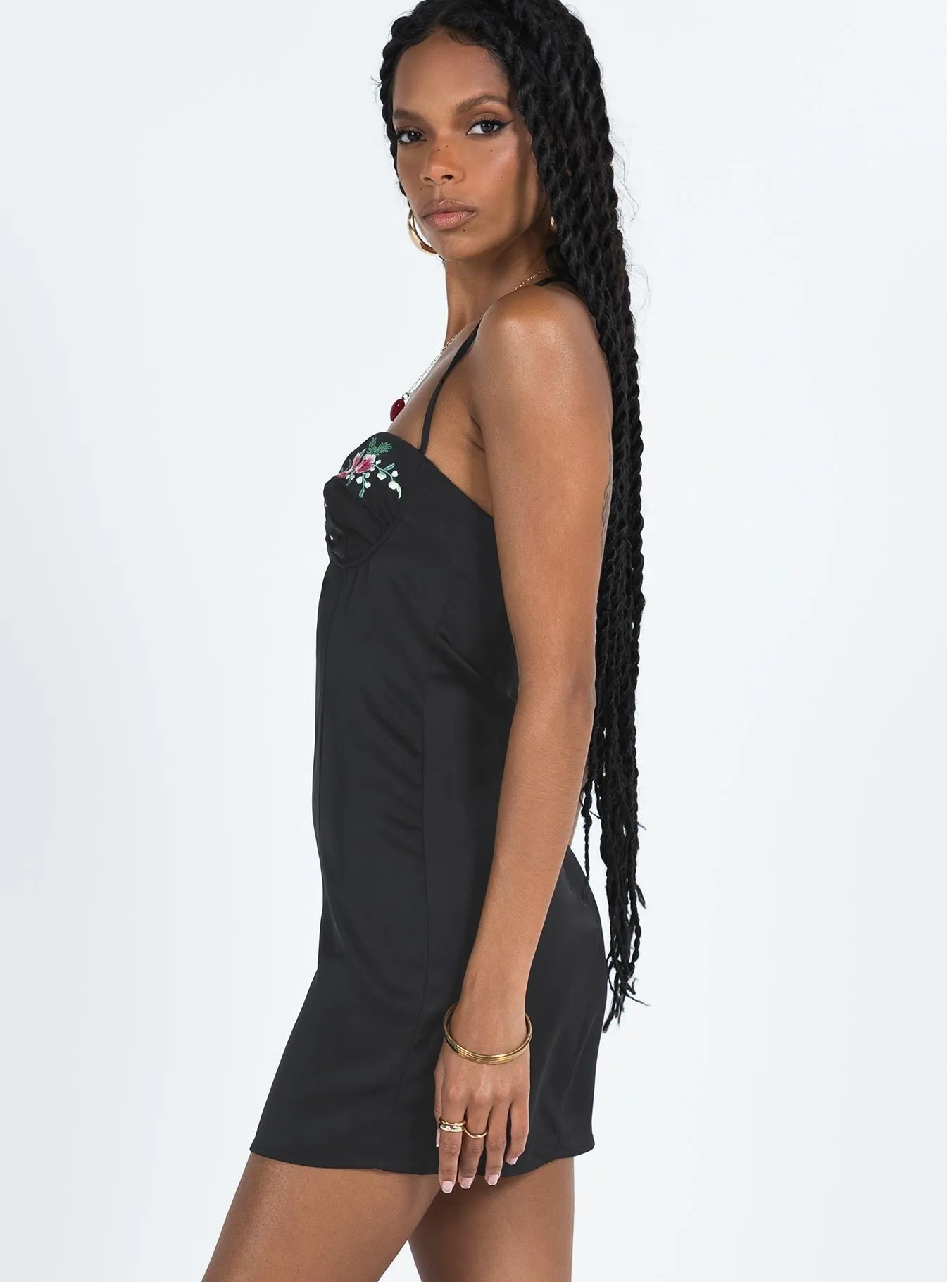 Hassie Mini Dress Black Linen Vibe