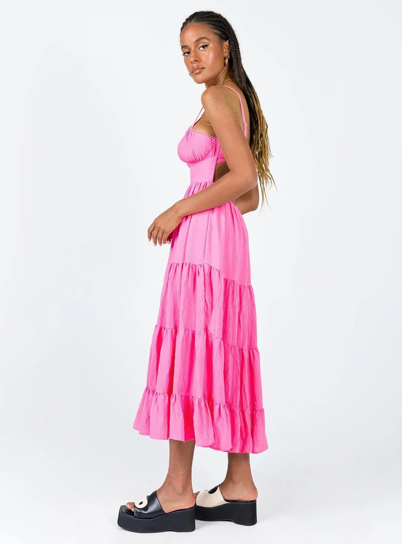 Joella Midi Dress Pink Modern Movement High low hem