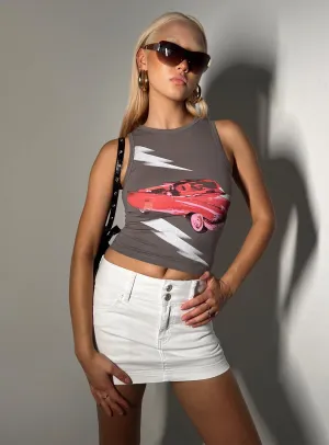 Faya Low Rise Denim Mini Skirt White Simple Layers Tonal Layering