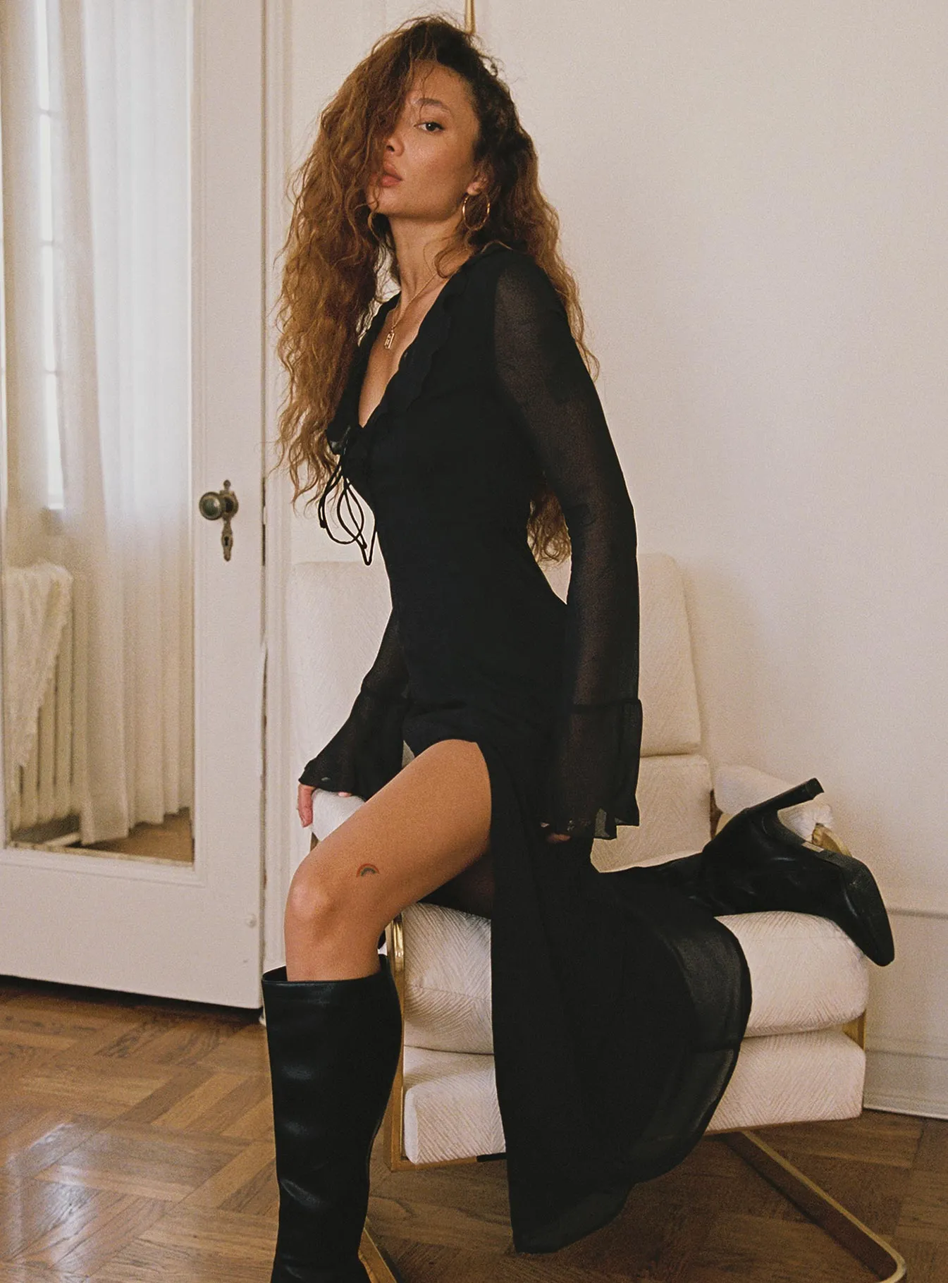 Comfy and Relaxed Boat-Neck Rosalia Maxi Dress Black