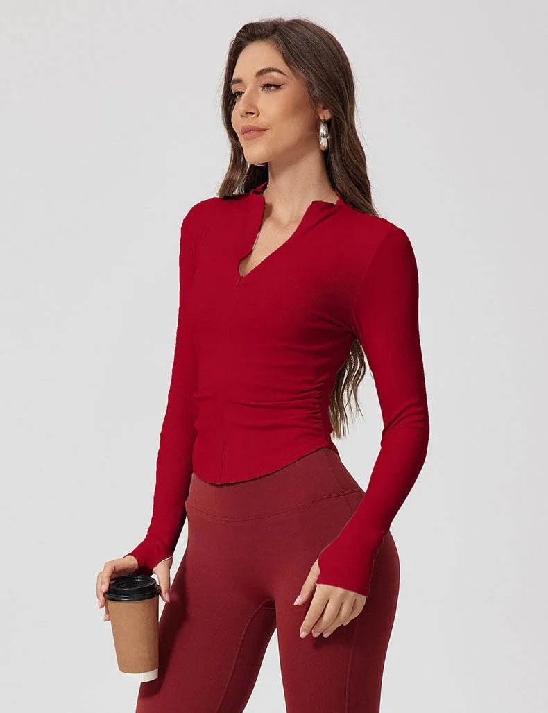 Half Zipper Long Sleeve Yoga T-Shirt Sustainable Wear Versatile Dress