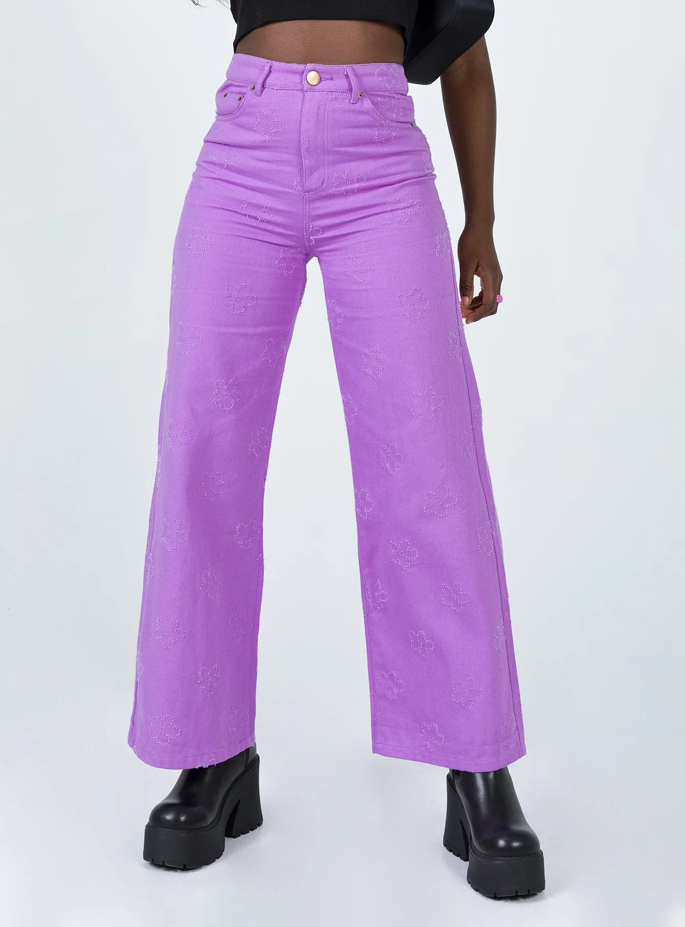 Demitra Wide Leg Jeans Purple TaglessLabel Frost Glow