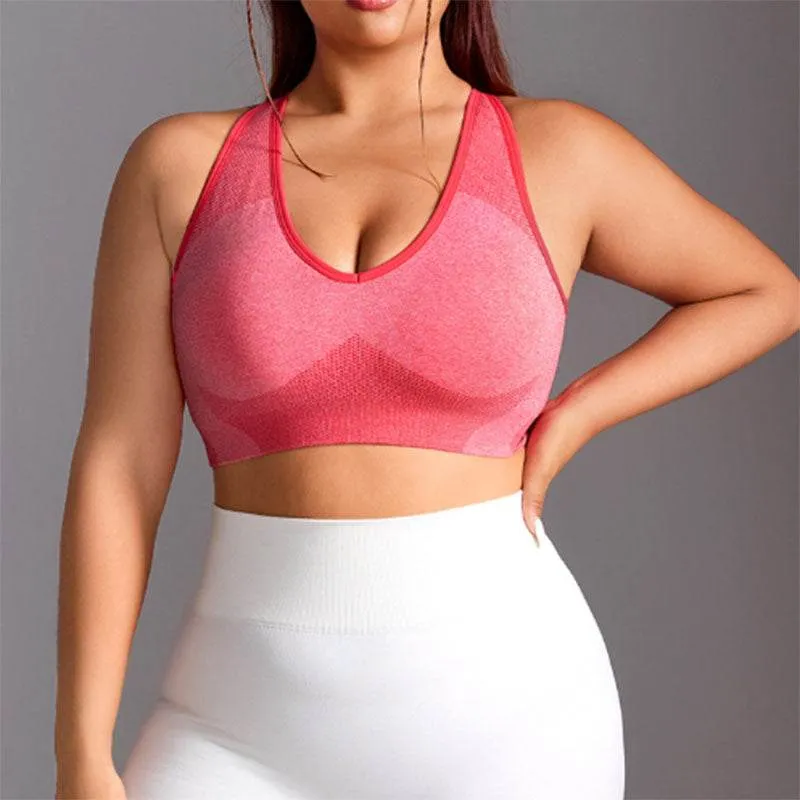 Plus Size U Neck Sports Bra with Adjustable Cross Straps Comfortable Lounge fresh start