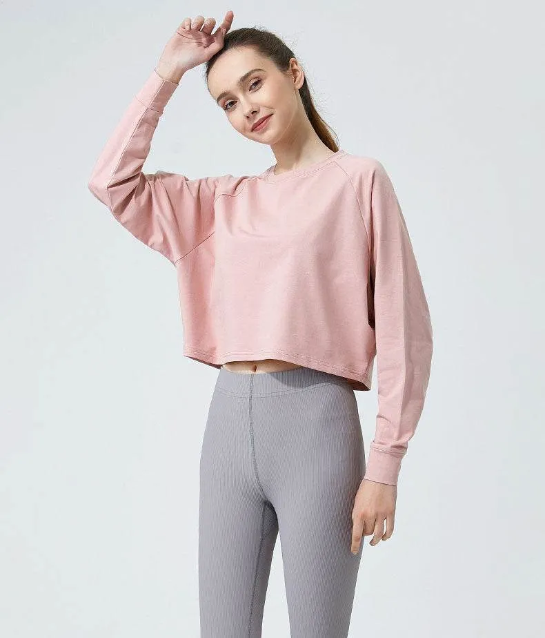 Long Sleeve Crop Yoga T-Shirt RecycledPolyester CompressiveFitFabric
