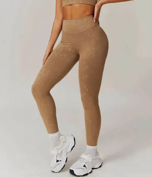 High Waist Yoga Leggings With Gold Blocking Pattern AntimicrobialTreatment Harbor Style