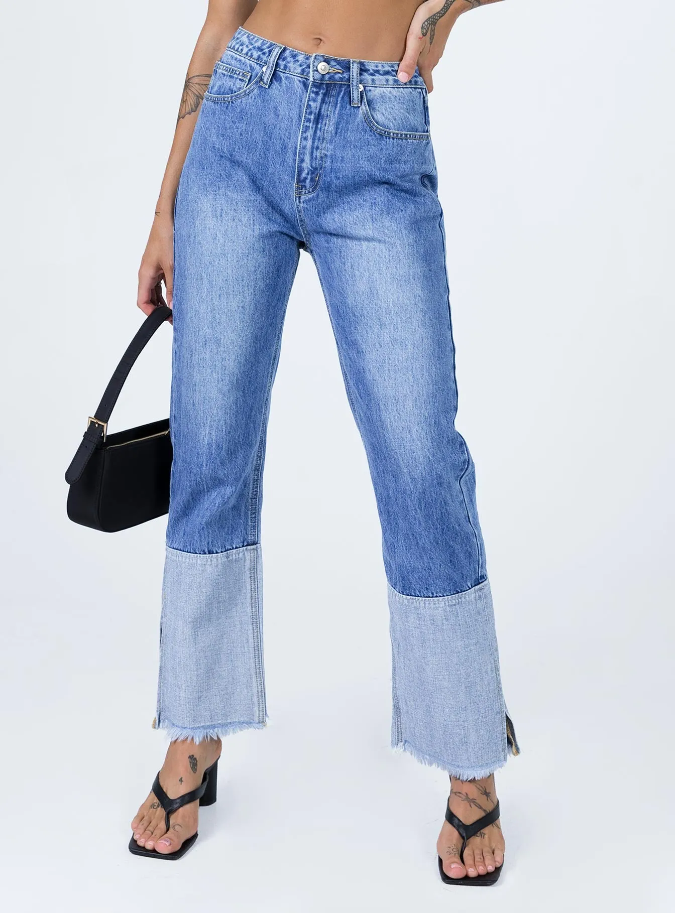 Rhode Straight Leg Spilt Hem Denim Jeans FadeResistant