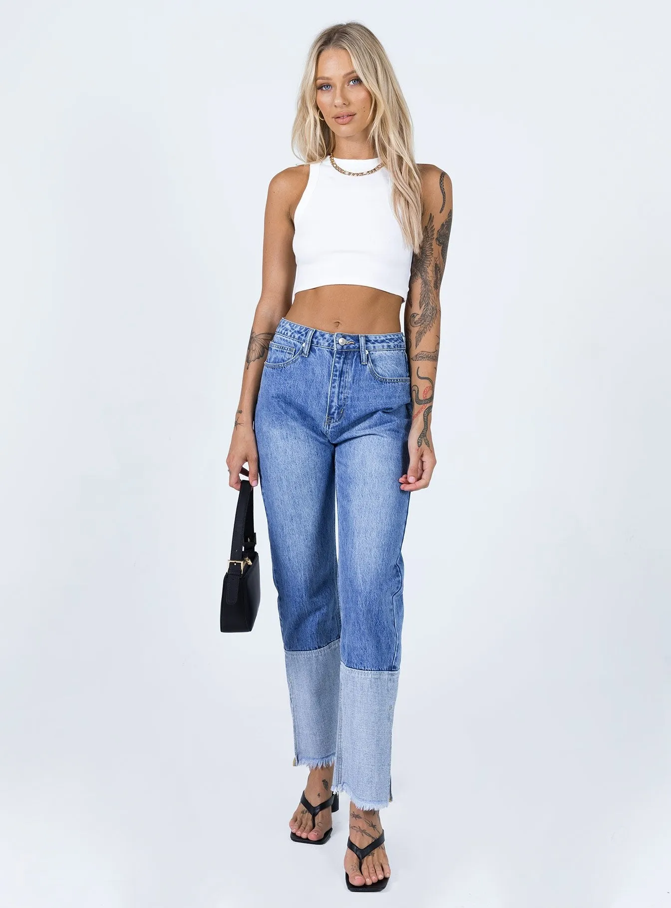 Casual Footwear Rhode Straight Leg Spilt Hem Denim Jeans