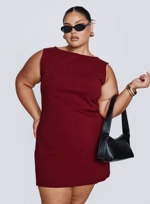 Zimmie Mini Dress Burgundy Curve Bold Statement confident look
