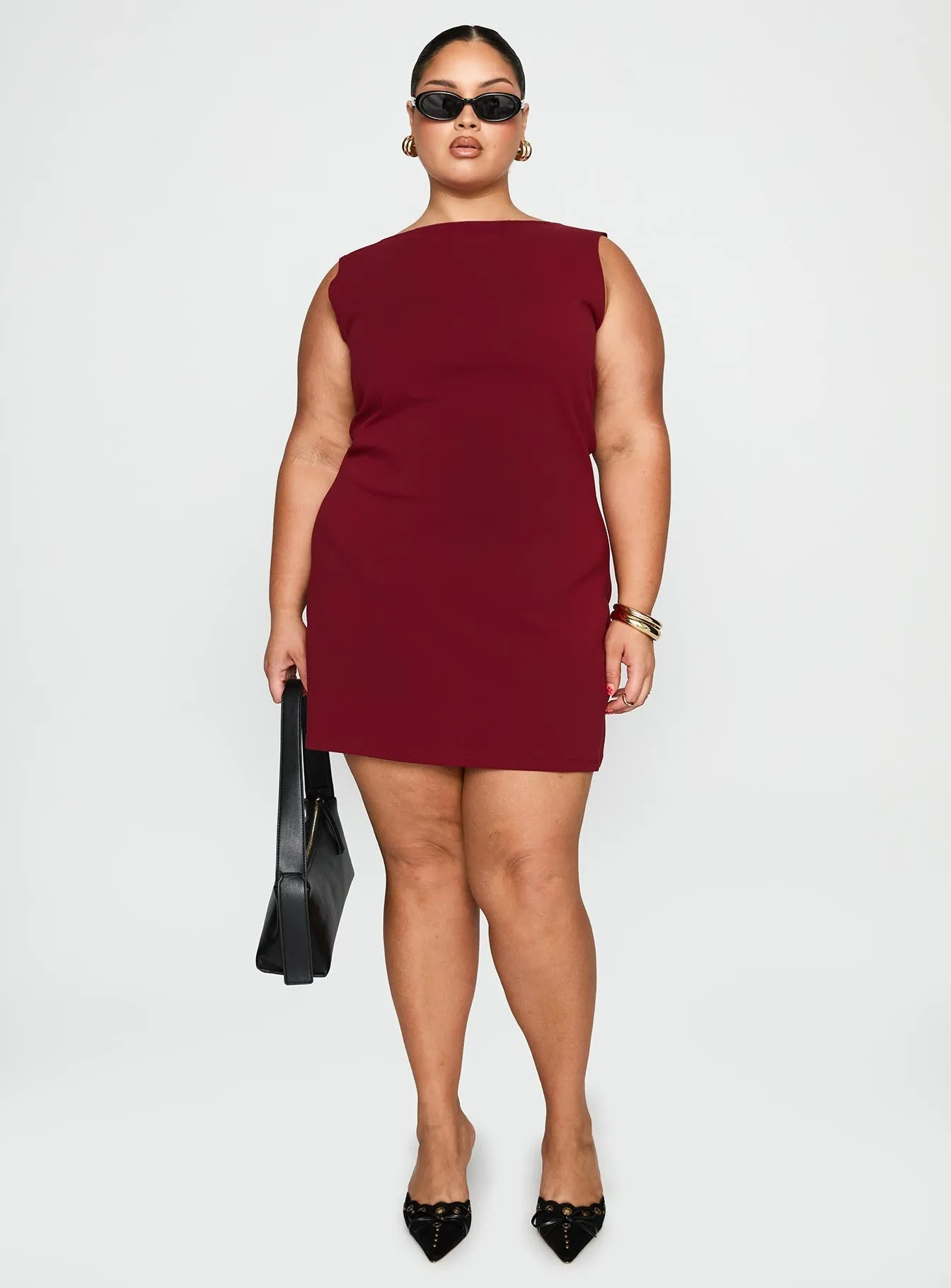 Zimmie Mini Dress Burgundy Curve Dinner Outfit Trendy Layering