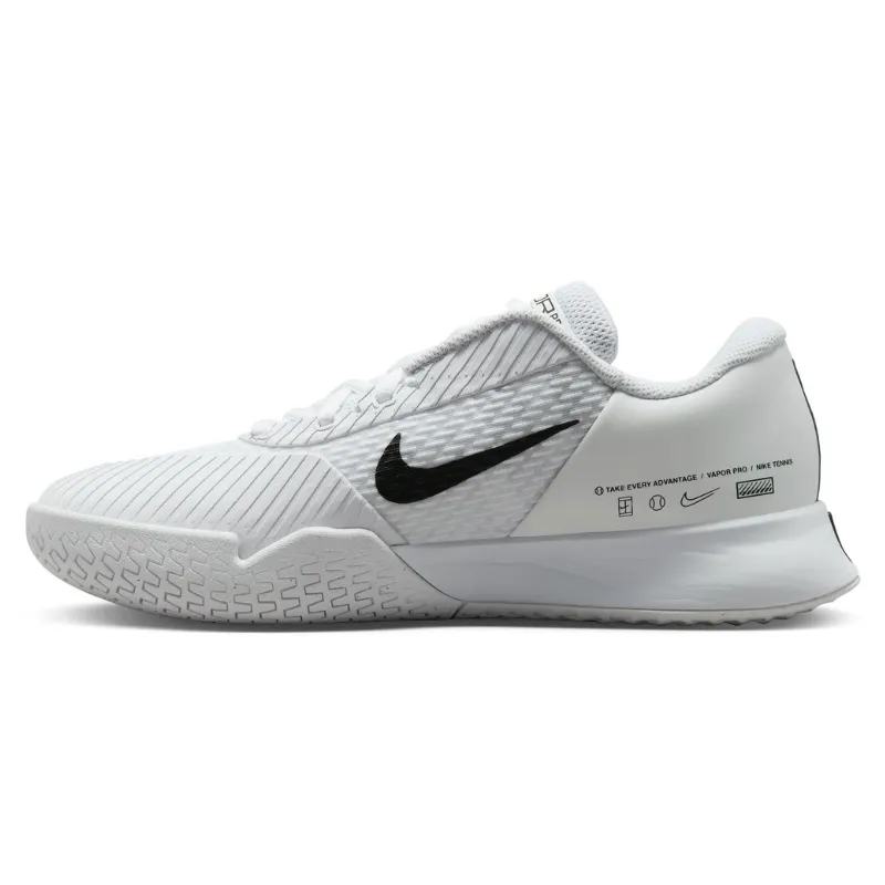 Advanced Traction Pattern Nike Court Air Zoom Vapor Pro 2 Women Hard Court Tennis Shoes - White/Black-Pure Platinum