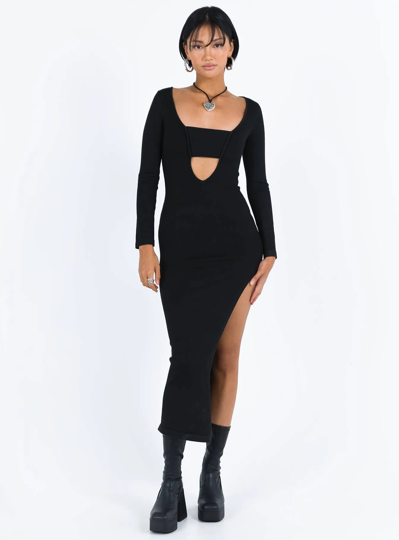 Fall Inspired Marple Cut Out Maxi Dress Black