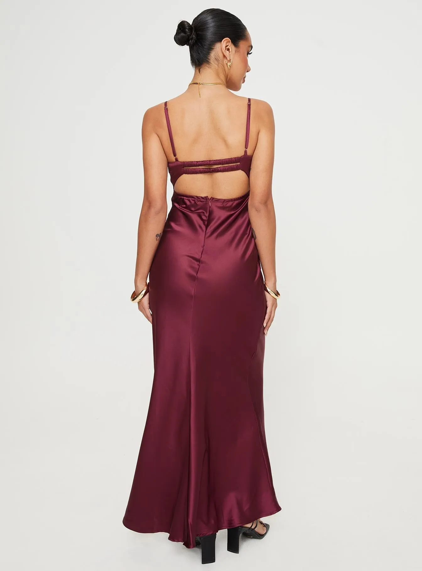 Trendy Design Fadyen Bias Cut Maxi Dress Burgundy