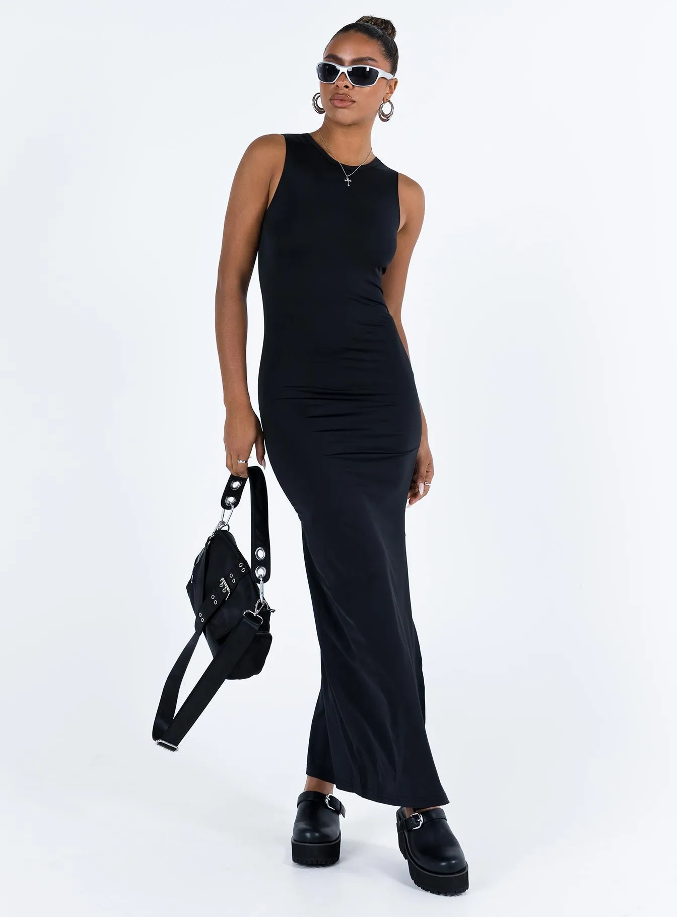 Bena Maxi Dress Black Airy Drape Minimal Touch