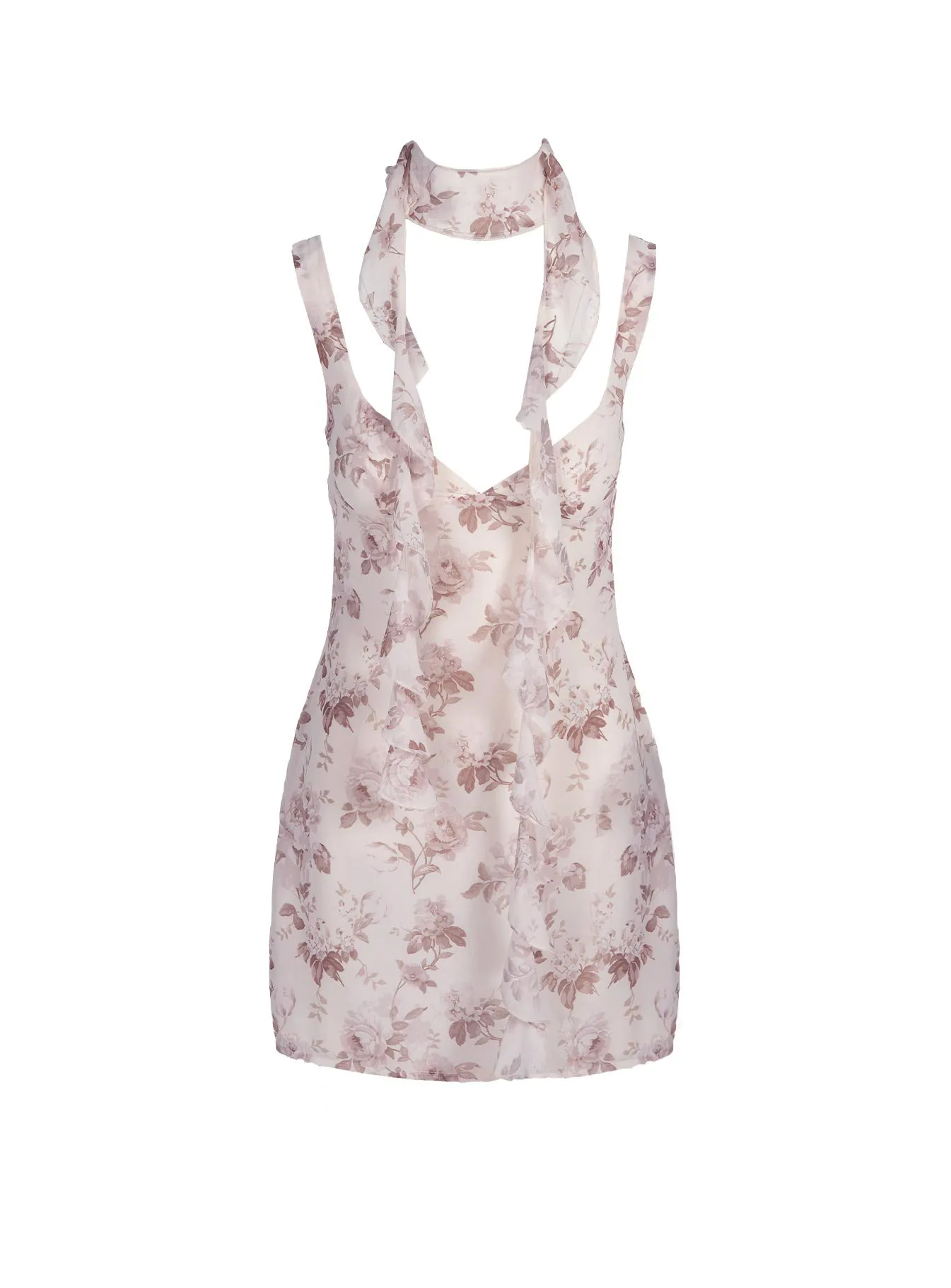 Casual Style Big Dreams Floral Scarf Mini Dress Cream