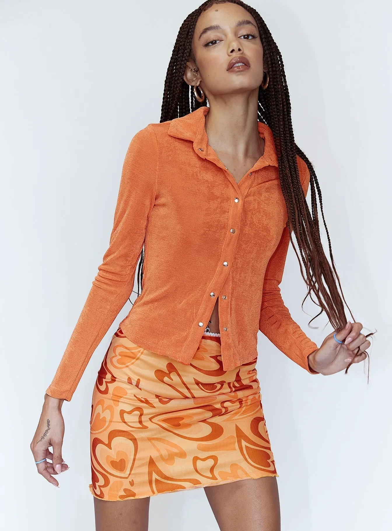 Theordore Mini Skirt Orange Silk Touch