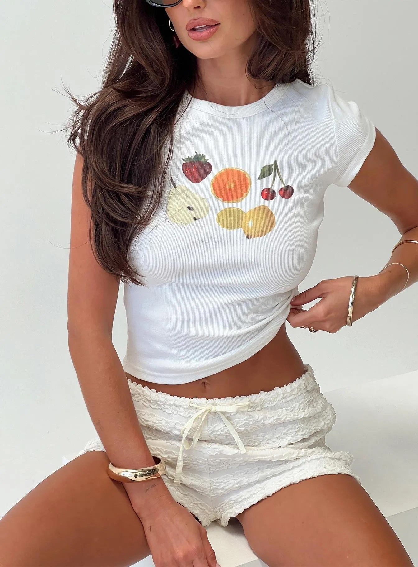 Comfy Layer Wear Fruit Salad Tee White Multi