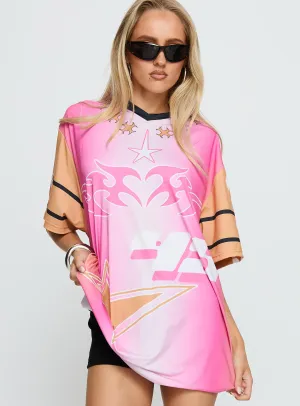 Urban Fit Versatile Piece Moto Angel Graphic Top Pink / Orange