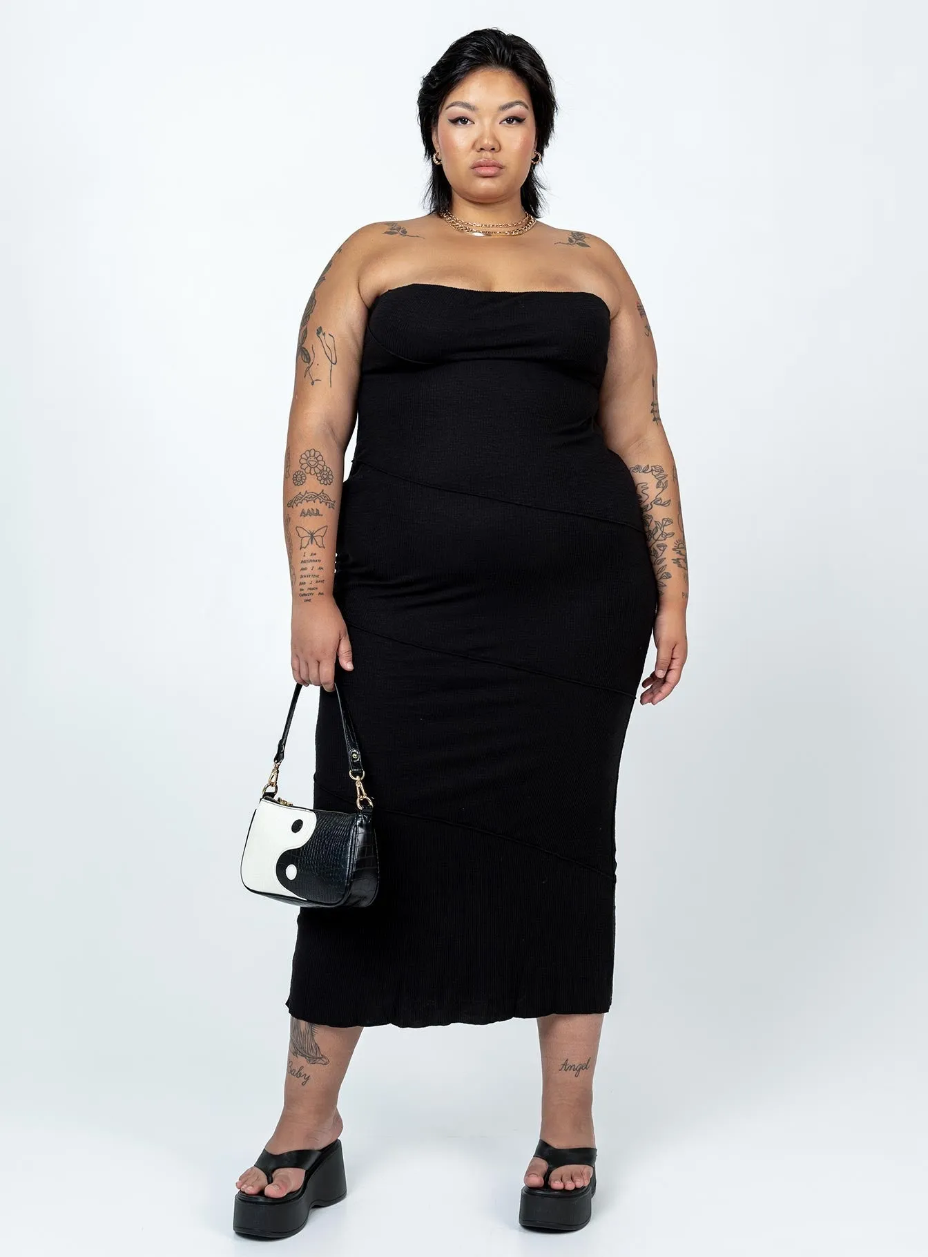 Oscar Midi Dress Black Curve Figure-Skimming