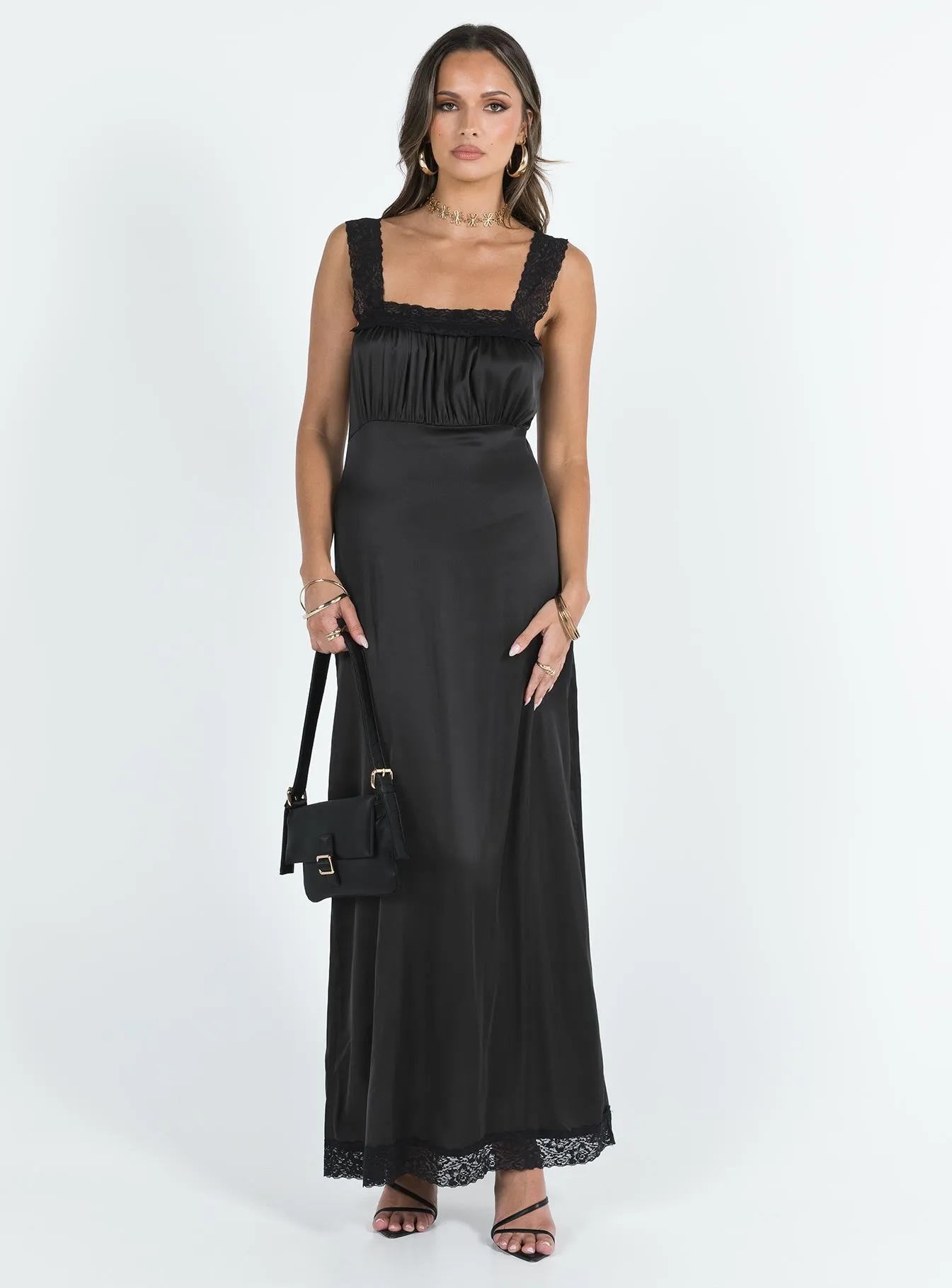 Ballerina Vintage Maxi Dress Onyx Nordic Plain Soft and Stylish