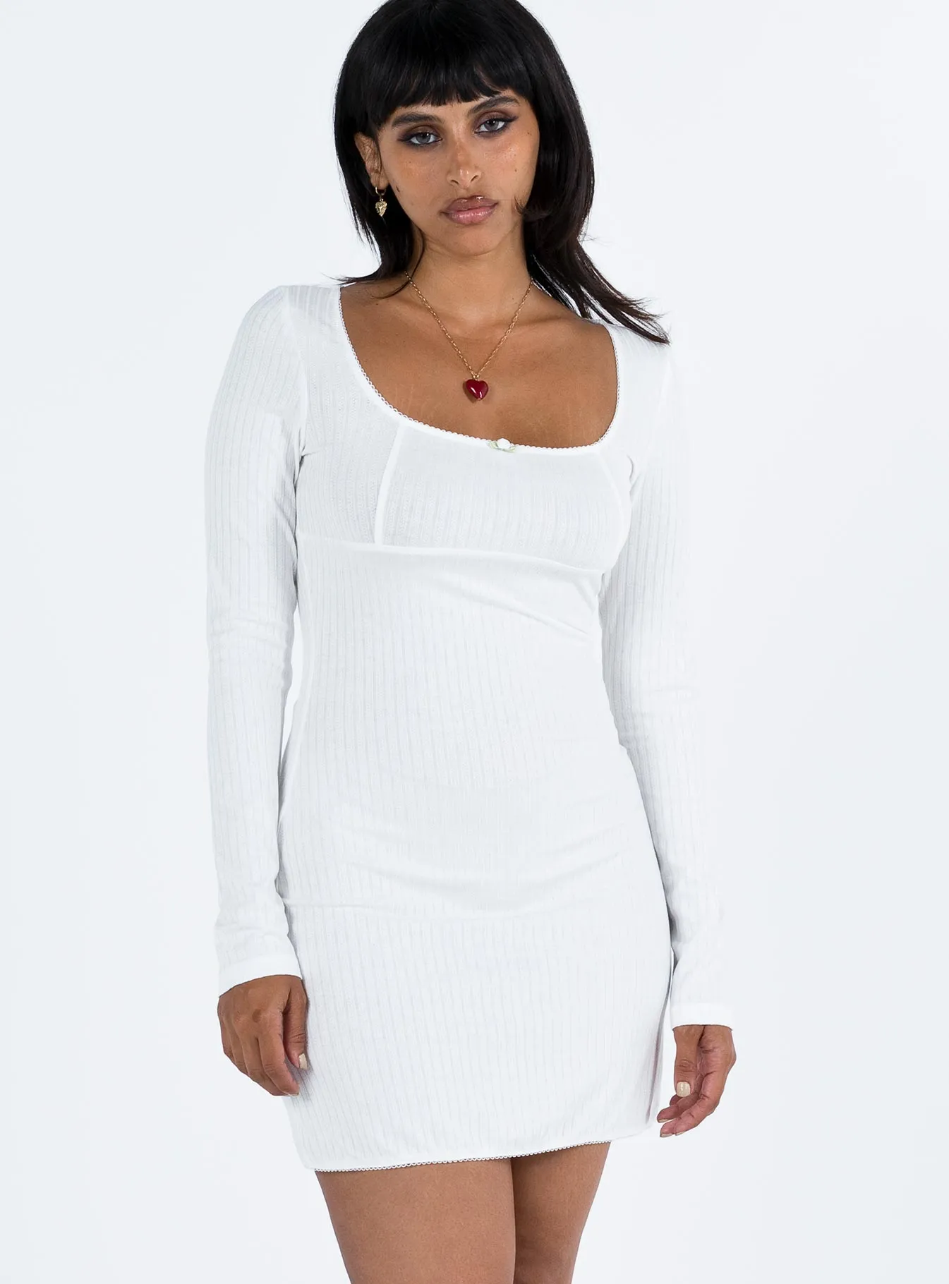 Office Smart Millard Long Sleeve Mini Dress White