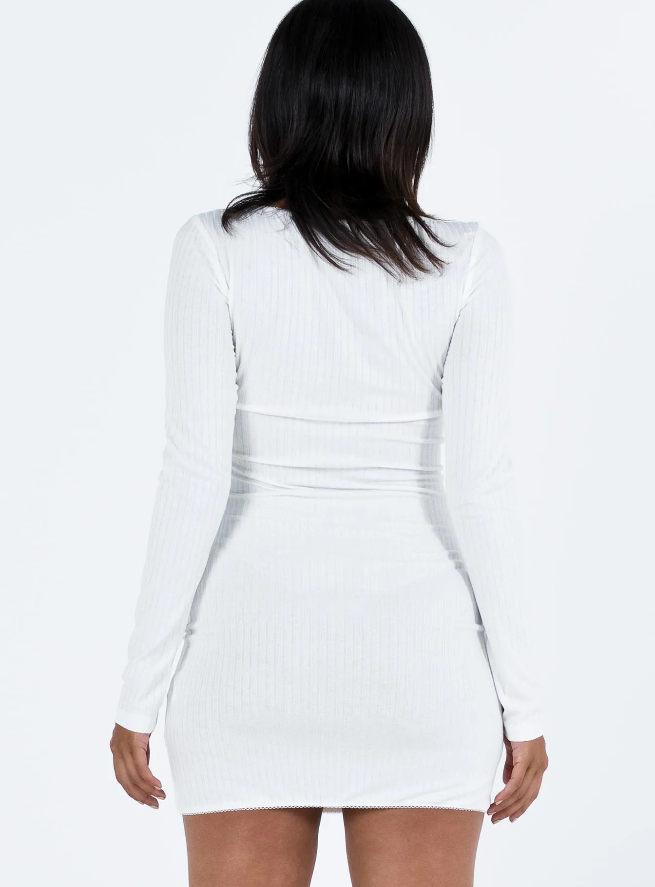 Office Mood Millard Long Sleeve Mini Dress White