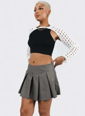 One size fits most Gavin Pleated Mini Skirt Grey